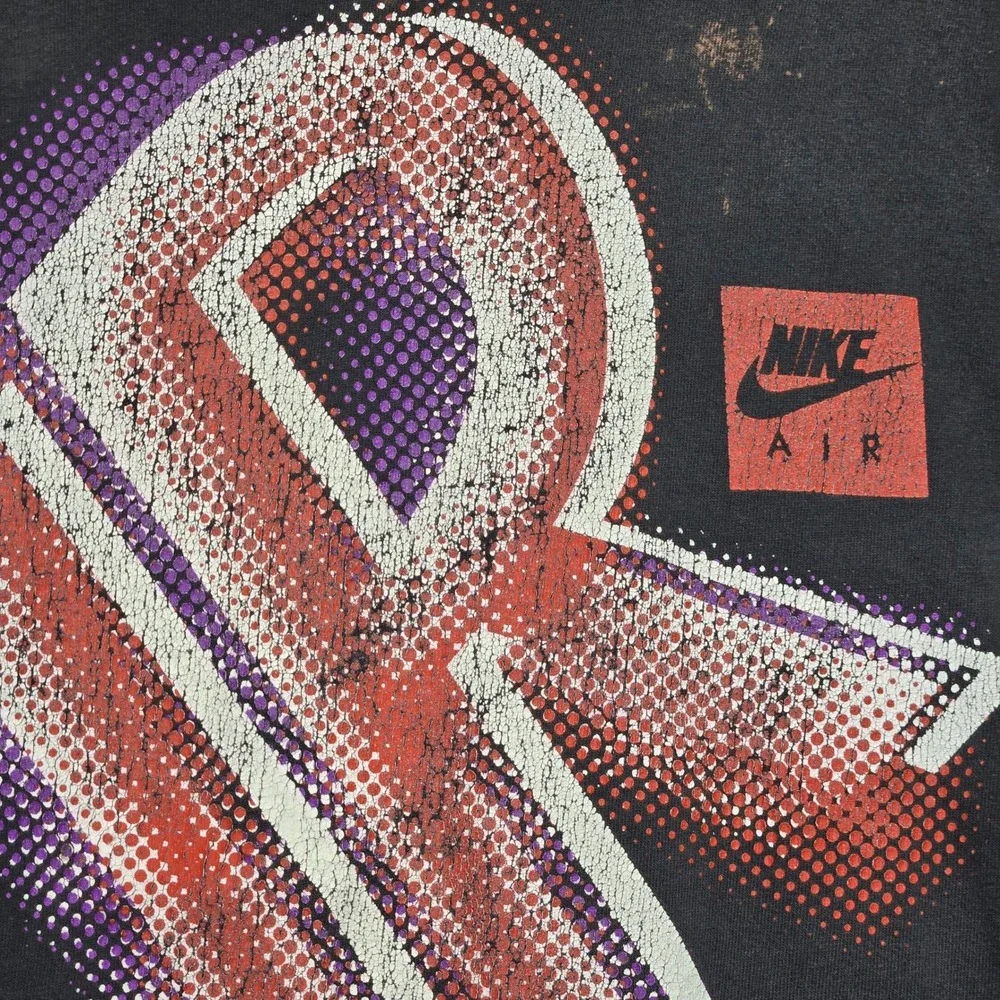 Vintage Nike Air T-Shirt Mens Black Single Stitch Bleached Distressed Thrashed M